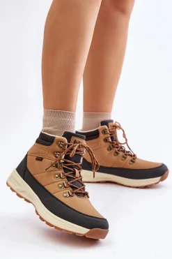 Hot Ocieplane Buty Trekkingowe Męskie LCJ-24-03-3035M Brązowe Męskie Obuwie Trekkingowe Męskie|Botki Męskie