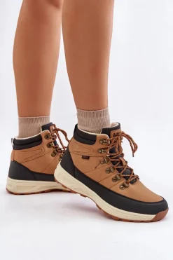 Hot Ocieplane Buty Trekkingowe Męskie LCJ-24-03-3035M Brązowe Męskie Obuwie Trekkingowe Męskie|Botki Męskie