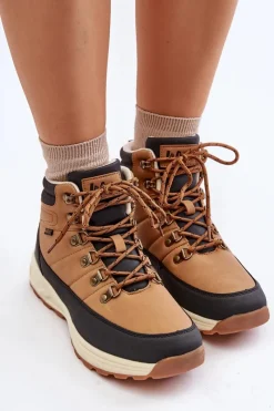 Hot Ocieplane Buty Trekkingowe Męskie LCJ-24-03-3035M Brązowe Męskie Obuwie Trekkingowe Męskie|Botki Męskie