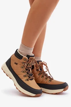 Hot Ocieplane Buty Trekkingowe Męskie LCJ-24-03-3035M Brązowe Męskie Obuwie Trekkingowe Męskie|Botki Męskie