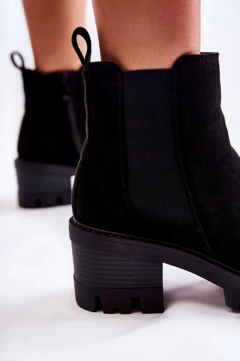 Botki Na Słupku|Czarne Botki>Boto Ocieplane Damskie Botki Na Suwak Czarne Lenaris