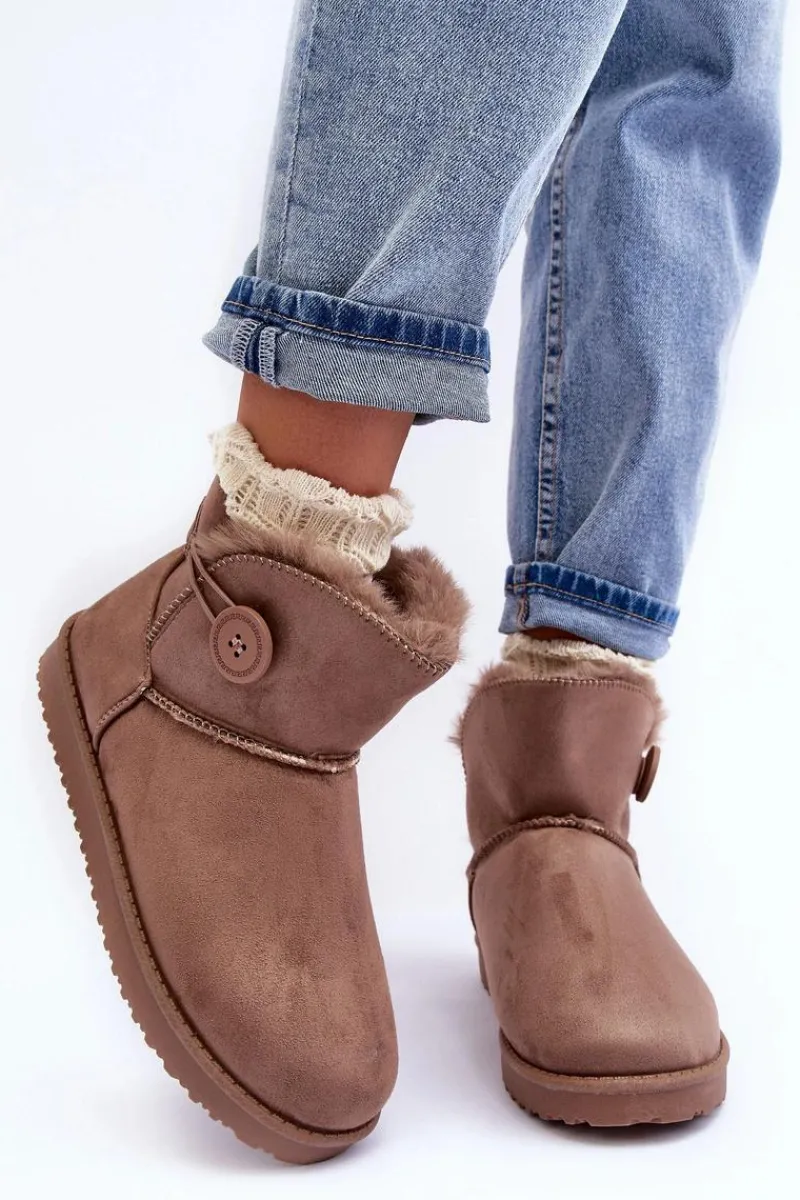 Śniegowce Damskie>Boto Ocieplane Damskie Śniegowce Z Ozdobą Ciemnobeżowe Siriol Beżowy