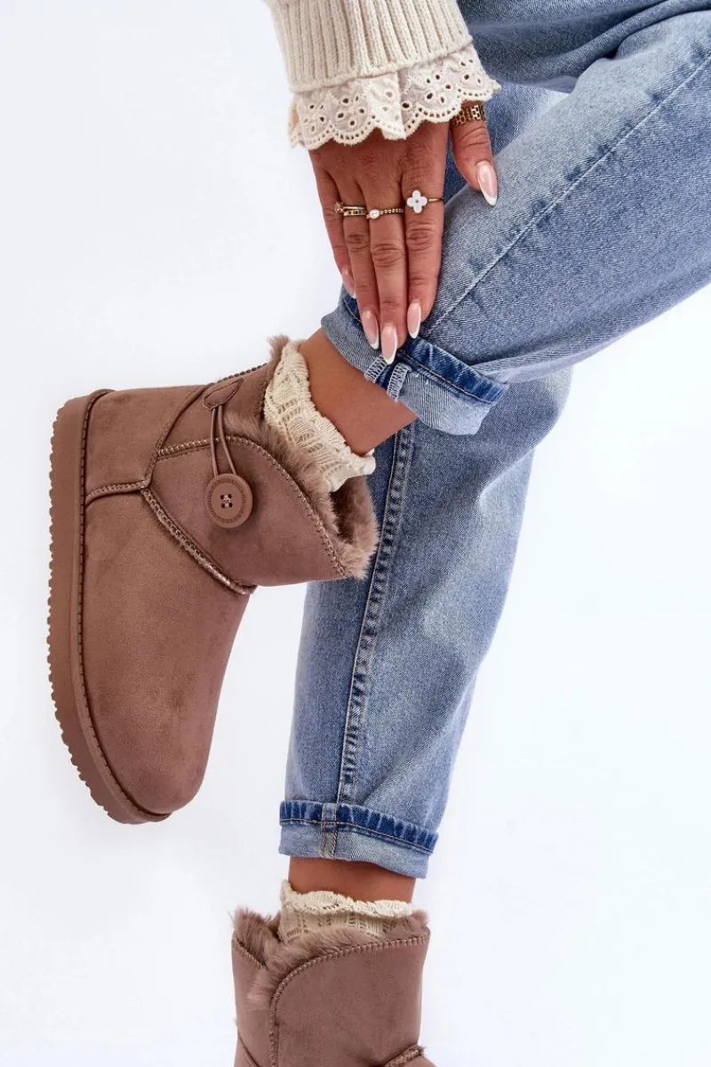 Śniegowce Damskie>Boto Ocieplane Damskie Śniegowce Z Ozdobą Ciemnobeżowe Siriol Beżowy