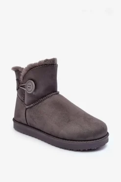 Sale Boto Ocieplane Damskie Śniegowce Z Ozdobą Szare Siriol Szary