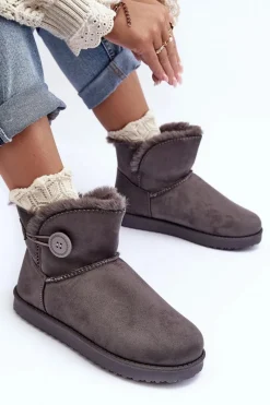 Sale Boto Ocieplane Damskie Śniegowce Z Ozdobą Szare Siriol Szary