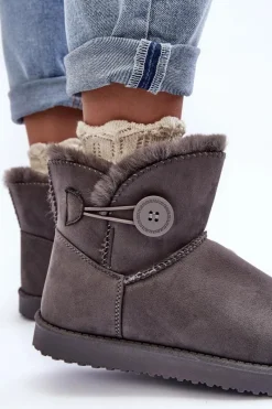 Sale Boto Ocieplane Damskie Śniegowce Z Ozdobą Szare Siriol Szary