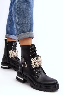 Clearance Ocieplane Damskie Workery Botki Zdobione Czarne Venizi Damskie Botki Wiosenne|Botki Ocieplane