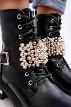 Clearance Ocieplane Damskie Workery Botki Zdobione Czarne Venizi Damskie Botki Wiosenne|Botki Ocieplane