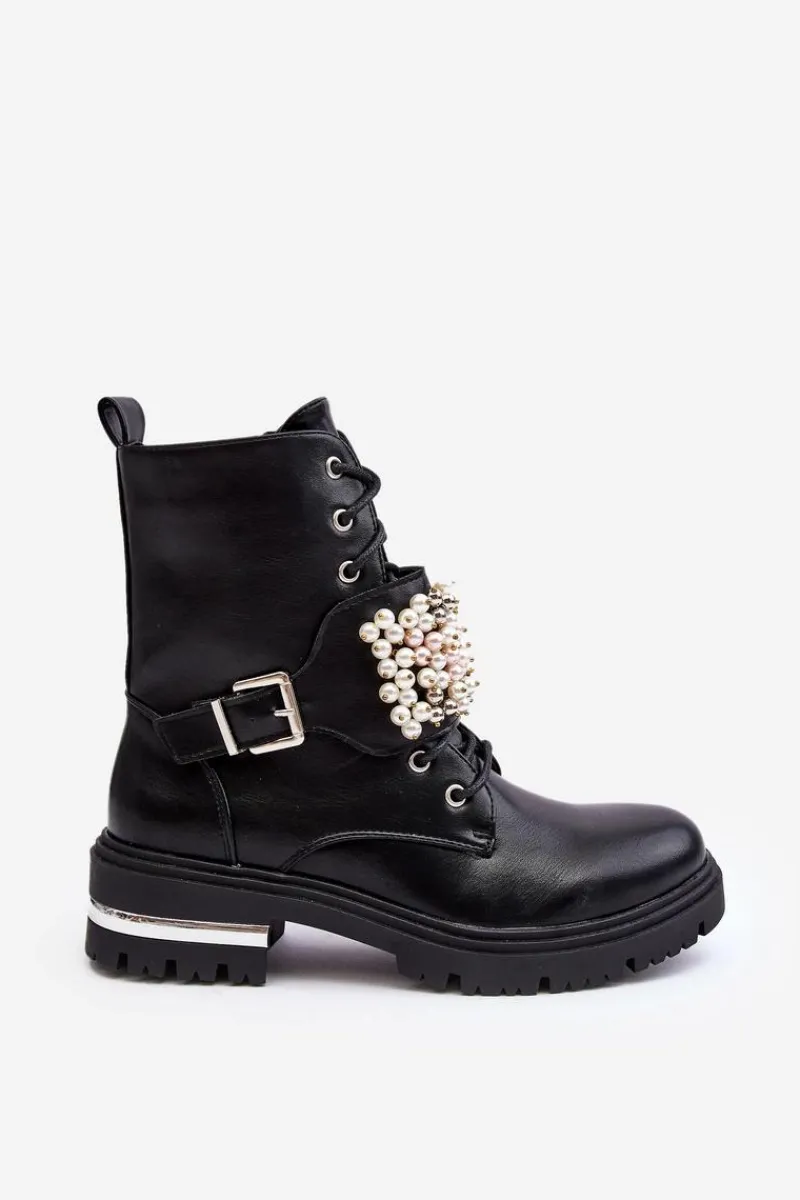 Clearance Ocieplane Damskie Workery Botki Zdobione Czarne Venizi Damskie Botki Wiosenne|Botki Ocieplane