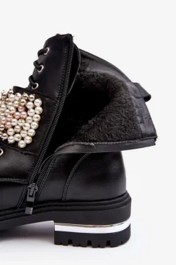Clearance Ocieplane Damskie Workery Botki Zdobione Czarne Venizi Damskie Botki Wiosenne|Botki Ocieplane