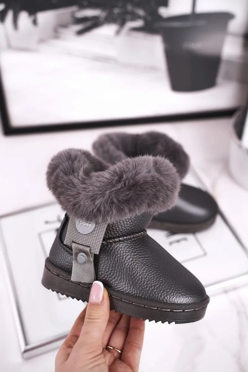 Dziewczęce>Boto Ocieplane dziecięce botki śniegowce z futerkiem szare Marella