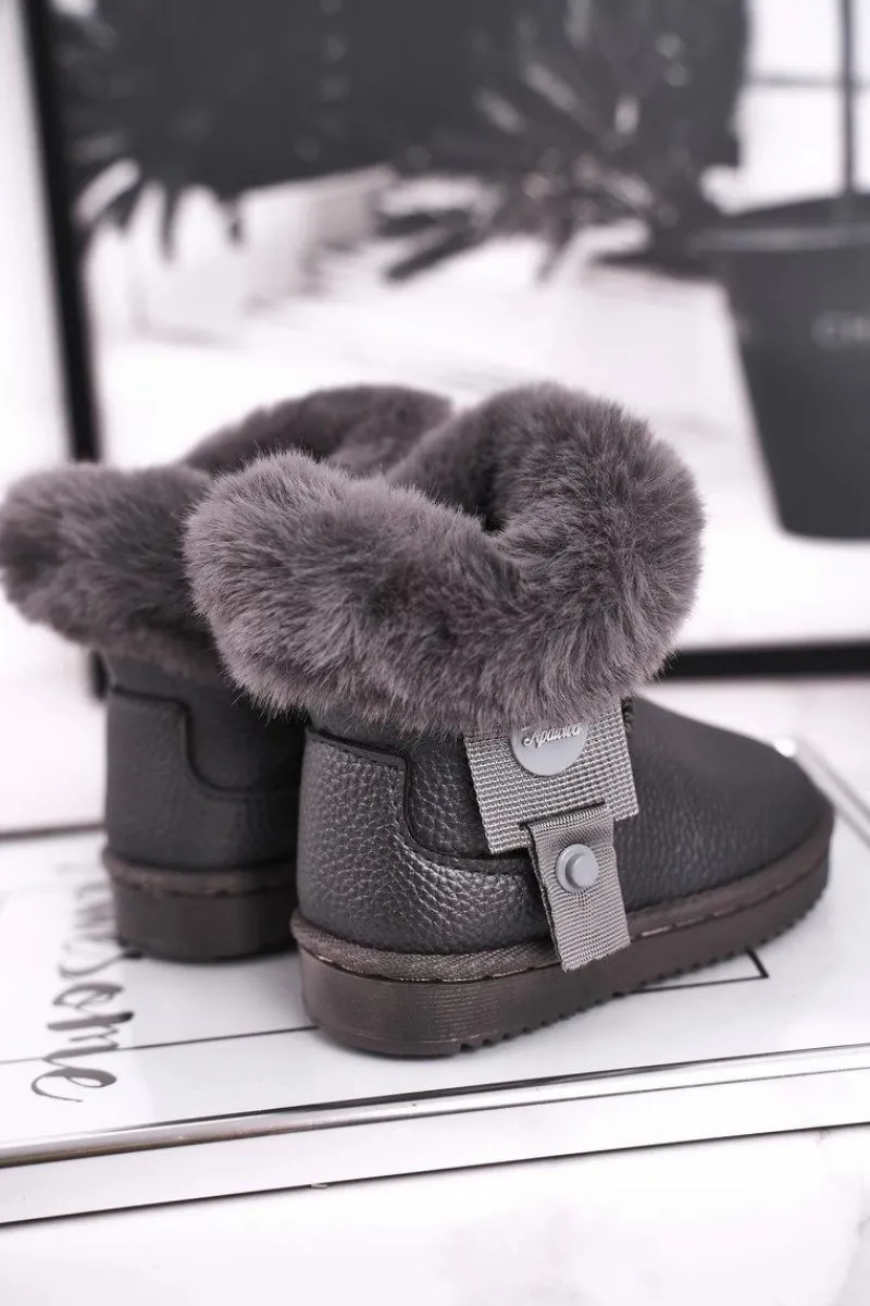 Dziewczęce>Boto Ocieplane dziecięce botki śniegowce z futerkiem szare Marella