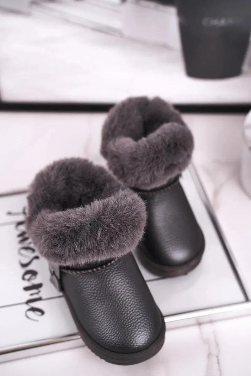 Dziewczęce>Boto Ocieplane dziecięce botki śniegowce z futerkiem szare Marella