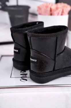 Clearance Boto Ocieplane dziecięce botki śniegowce czarne Coraline