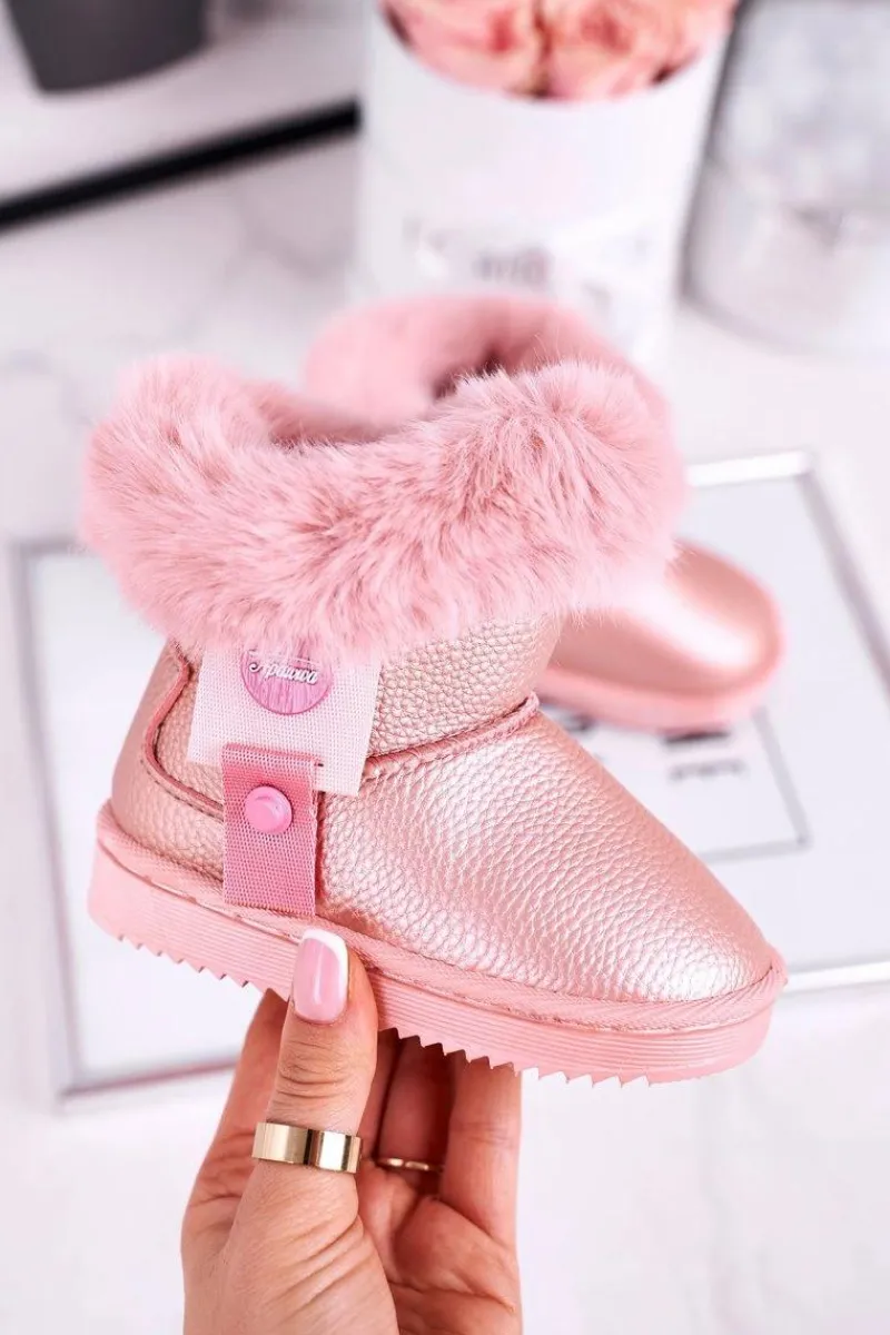 Clearance Boto Ocieplane dziecięce botki śniegowce z futerkiem różowe Marella