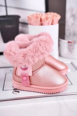 Clearance Boto Ocieplane dziecięce botki śniegowce z futerkiem różowe Marella