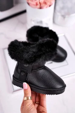 Dziewczęce>Boto Ocieplane dziecięce botki śniegowce z futerkiem czarne Marella