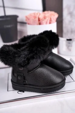 Dziewczęce>Boto Ocieplane dziecięce botki śniegowce z futerkiem czarne Marella