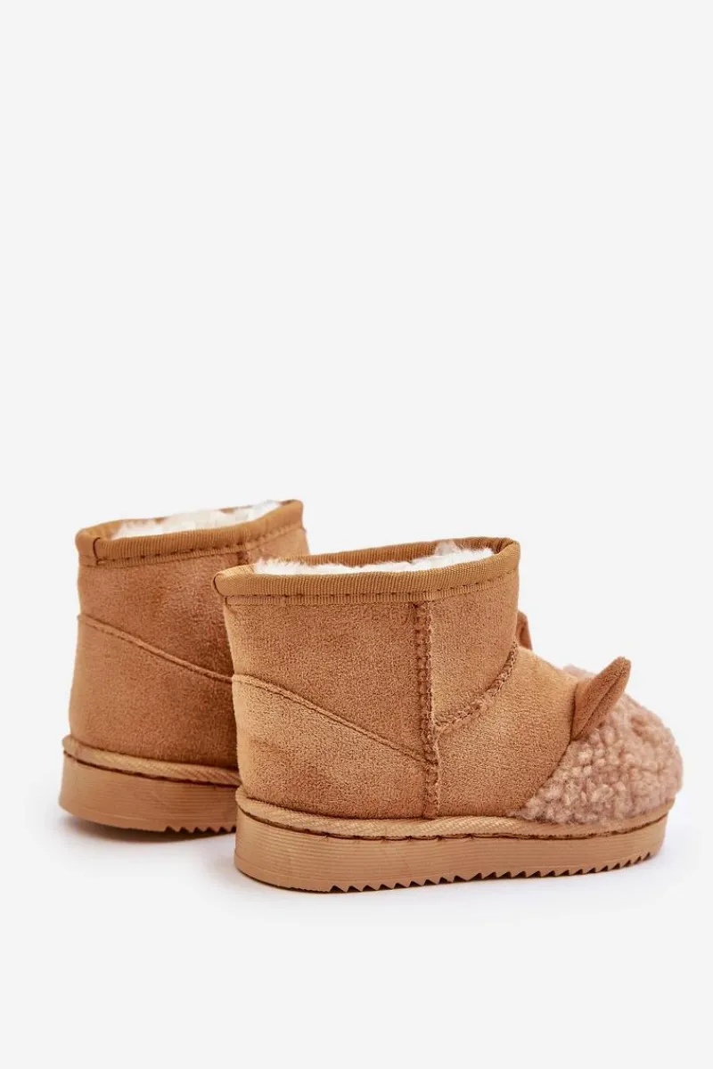 Clearance Boto Ocieplane Dziecięce Botki Śniegowce Lamy Camel Esandira Brązowy
