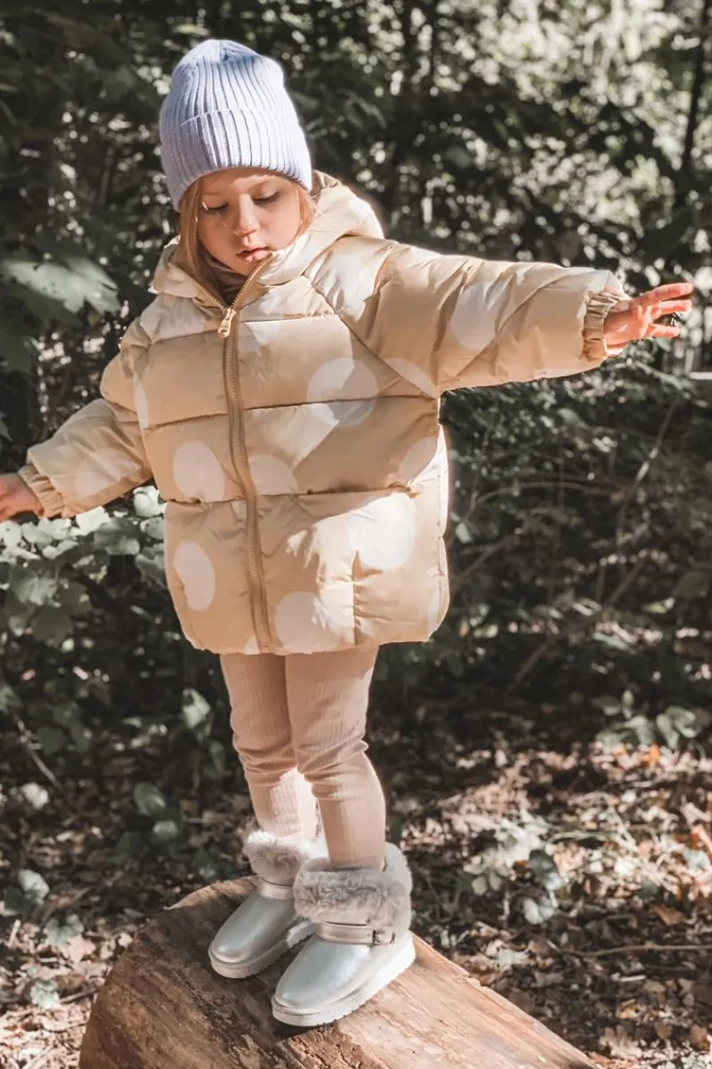 Discount Boto Ocieplane Dziecięce Botki Śniegowce Z Futerkiem Srebrne JellyBeans