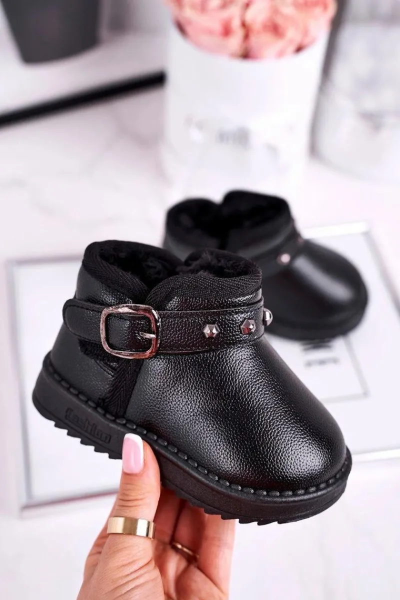 New Ocieplane dziecięce botki śniegowce czarne Jinnie Dzieci Dziewczęce|Chłopięce