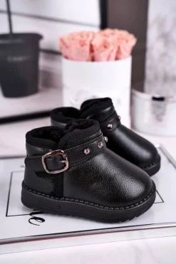 New Ocieplane dziecięce botki śniegowce czarne Jinnie Dzieci Dziewczęce|Chłopięce