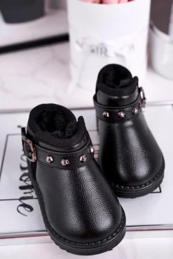 New Ocieplane dziecięce botki śniegowce czarne Jinnie Dzieci Dziewczęce|Chłopięce