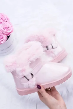 Sale Ocieplane Dziecięce Botki Śniegowce Z Futerkiem Różowe JellyBeans Dzieci Dziewczęce