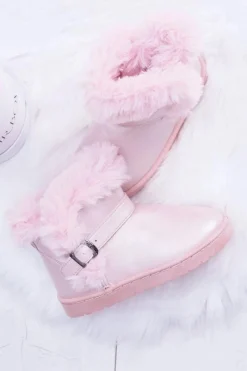 Sale Ocieplane Dziecięce Botki Śniegowce Z Futerkiem Różowe JellyBeans Dzieci Dziewczęce