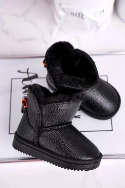 Hot Ocieplane Dziecięce Botki Śniegowce Czarne June Dzieci Dziewczęce|Chłopięce