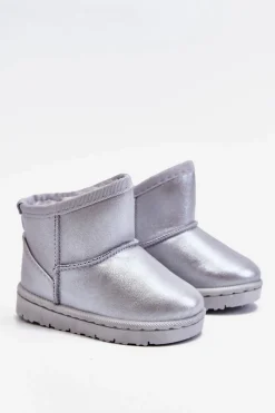Dziewczęce|Chłopięce>Boto Ocieplane Dziecięce Botki Śniegowce Srebrne Scooby Srebrny