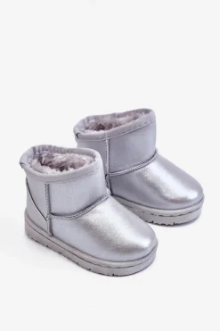 Dziewczęce|Chłopięce>Boto Ocieplane Dziecięce Botki Śniegowce Srebrne Scooby Srebrny