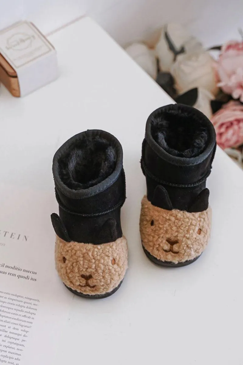 Ocieplane Dziecięce Botki Śniegowce Lamy Czarne Esandira Dzieci Chłopięce|Dziewczęce