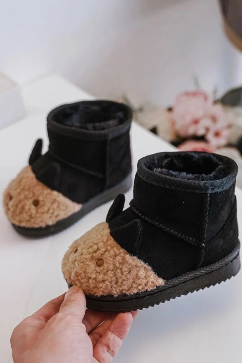 Ocieplane Dziecięce Botki Śniegowce Lamy Czarne Esandira Dzieci Chłopięce|Dziewczęce