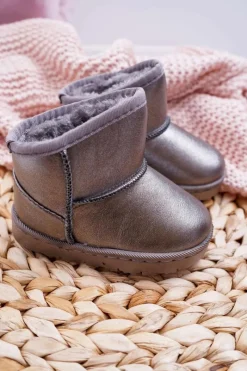 Hot Boto Ocieplane Dziecięce Botki Śniegowce Pewter Scooby