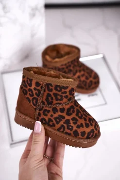 Sale Boto Ocieplane Dziecięce Młodzieżowe Botki Śniegowce Panterka Gooby