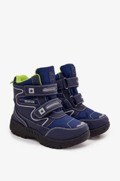 Outlet Big Star Shoes Ocieplane Dziecięce Śniegowce Trapery Big Star OO374048 Granatowe Niebieski