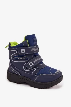 Outlet Big Star Shoes Ocieplane Dziecięce Śniegowce Trapery Big Star OO374048 Granatowe Niebieski