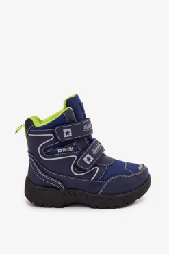 Outlet Big Star Shoes Ocieplane Dziecięce Śniegowce Trapery Big Star OO374048 Granatowe Niebieski