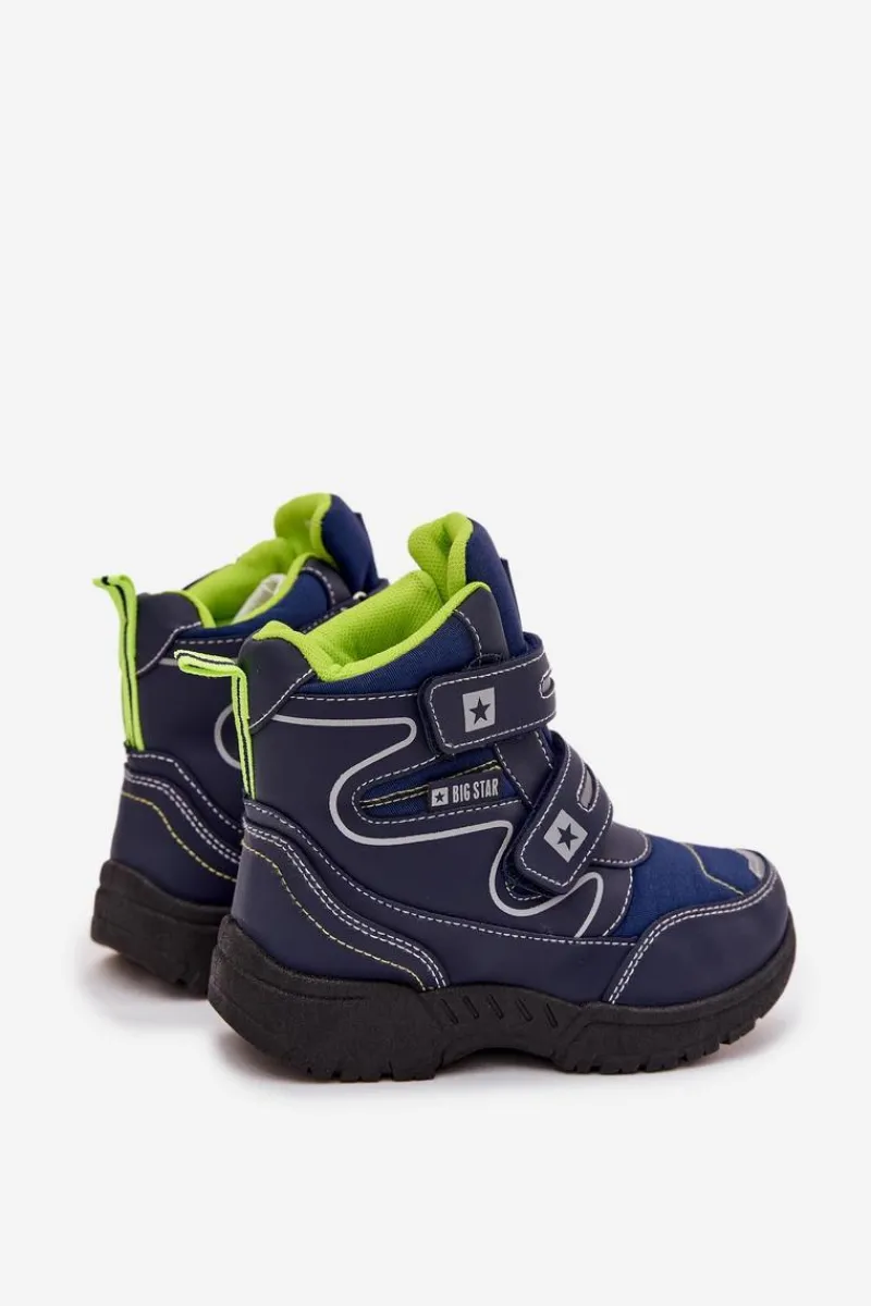 Outlet Big Star Shoes Ocieplane Dziecięce Śniegowce Trapery Big Star OO374048 Granatowe Niebieski