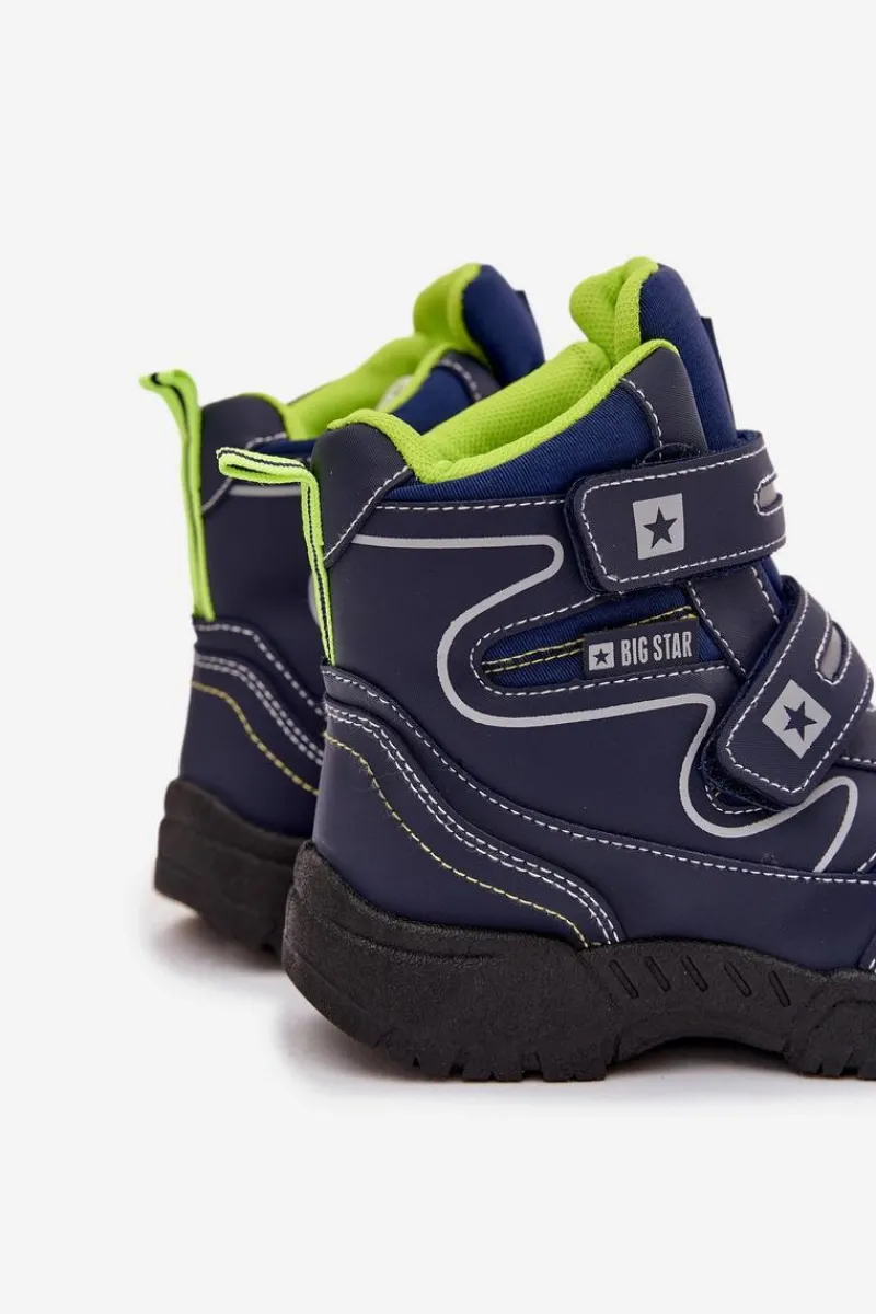 Outlet Big Star Shoes Ocieplane Dziecięce Śniegowce Trapery Big Star OO374048 Granatowe Niebieski