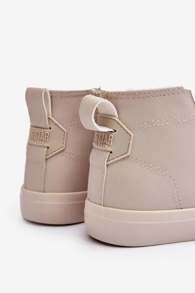 Online Big Star Shoes Ocieplane Dziecięce Trampki Na Suwak Big Star MM374012 Jasnobeżowe