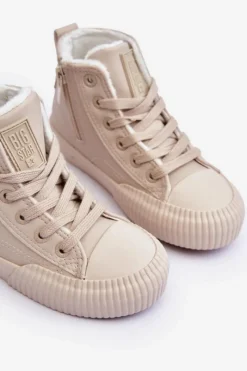 Online Big Star Shoes Ocieplane Dziecięce Trampki Na Suwak Big Star MM374012 Jasnobeżowe