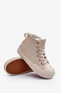 Online Big Star Shoes Ocieplane Dziecięce Trampki Na Suwak Big Star MM374012 Jasnobeżowe