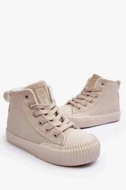 Online Big Star Shoes Ocieplane Dziecięce Trampki Na Suwak Big Star MM374012 Jasnobeżowe