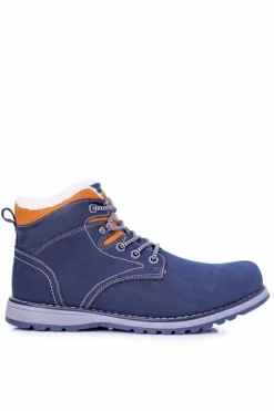 Sale Boto Ocieplane Granatowe Męskie Buty Trekkingowe Z Polarem Nuss