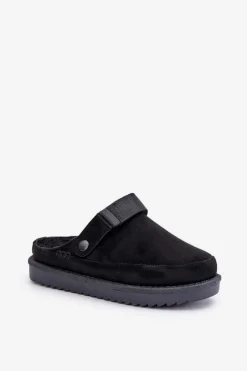 Discount Boto Ocieplane Kapcie Damskie Na Platformie Czarne Neliel Czarny