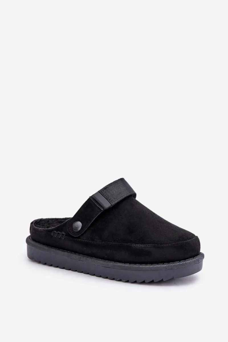 Discount Boto Ocieplane Kapcie Damskie Na Platformie Czarne Neliel Czarny