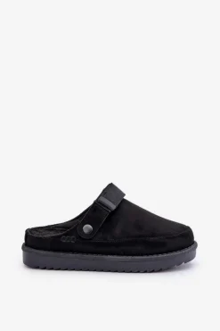 Discount Boto Ocieplane Kapcie Damskie Na Platformie Czarne Neliel Czarny