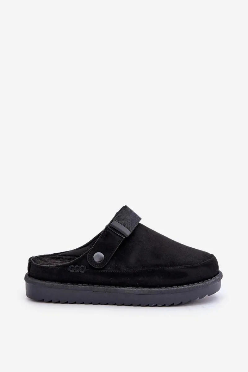 Discount Boto Ocieplane Kapcie Damskie Na Platformie Czarne Neliel Czarny